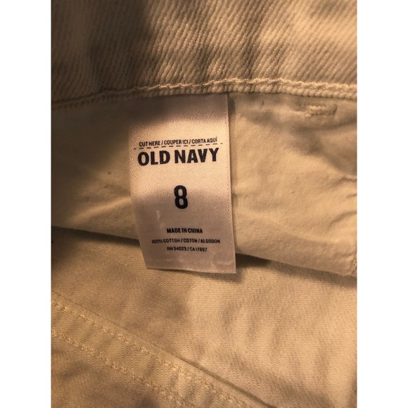 Old Navy Vintage Y2K "The Diva" White Cut-off Shorts w/ Palm Trees - Picture 4 of 6